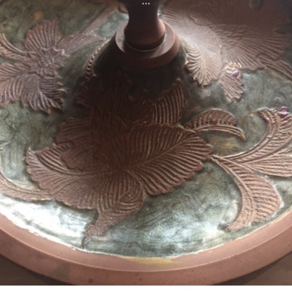 Vintage India Brass Candle Stick Green Bronze Candle Holder Candlestick Handle - Picture 6 of 6